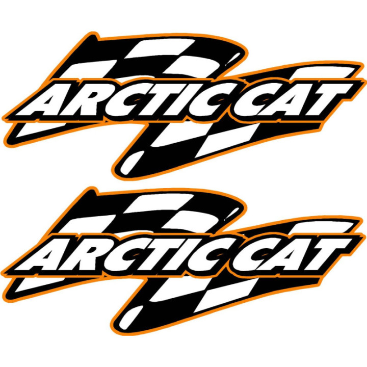 Arctic Cat With Flag Stickers Decals x2 - DecalsHouse