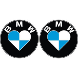 Bmw Heart Round Stickers Decals x2 - DecalsHouse
