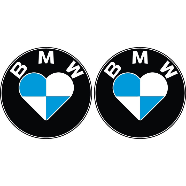 Bmw Heart Round Stickers Decals x2 - DecalsHouse