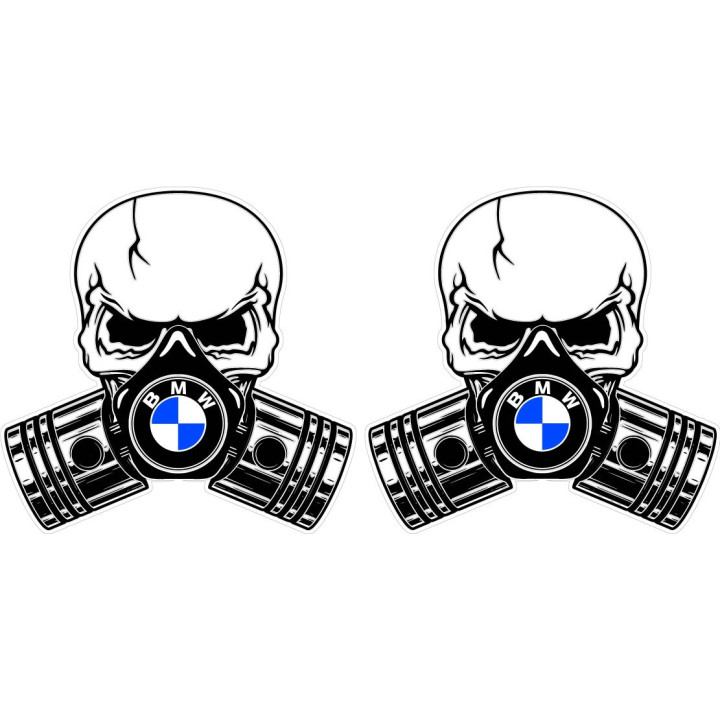 BMW Motorrad Skull Stickers – Motorcycle Helmet Decals (2-Pack)