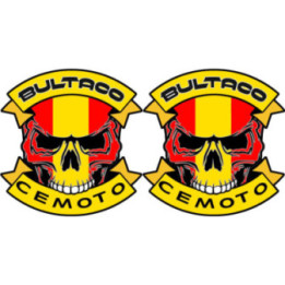 Bultaco Cemoto Skull Logo Stickers Decals 2x - DecalsHouse