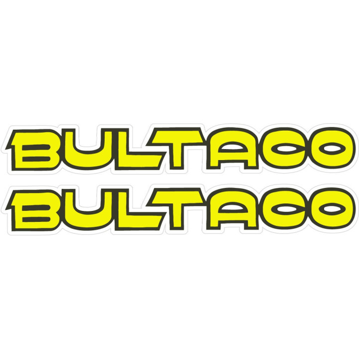Bultaco Yellow Lettering Stickers – Sherpa Pursang Alpina Decals (2-Pack)