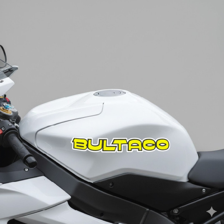 Bultaco Yellow Lettering Stickers – Sherpa Pursang Alpina Decals (2-Pack)