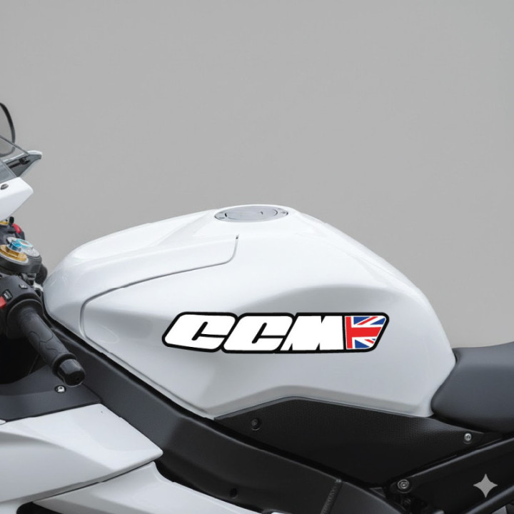 CCM Motorcycles Stickers – British Adventure Heritage Decals (2-Pack)