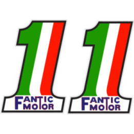 Fantic Logo Italia Number 1 Stickers Decals 2x - DecalsHouse