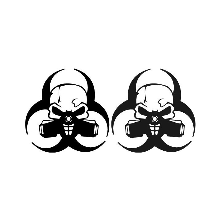 Biohazard Skull Gas Mask Stickers – Hazmat Decals (2-Pack)