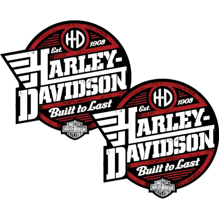 Harley Davidson Logo Built To Last Style 2 Stickers Decals 2x - DecalsHouse