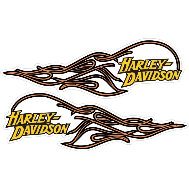 Harley Davidson Logo Flames Stickers Decals 2x - DecalsHouse