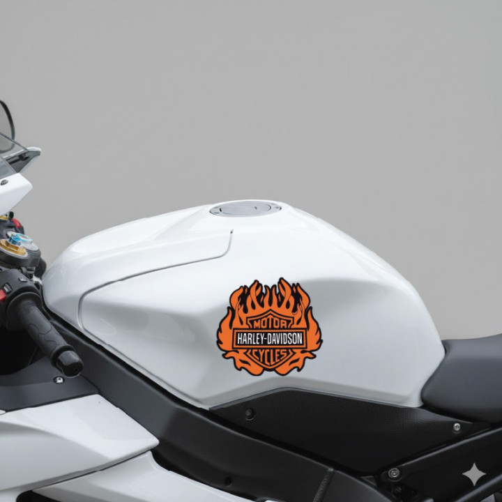 Harley Davidson Logo Flames Style 2 Stickers Decals 2x - DecalsHouse