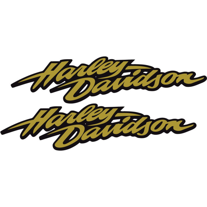 Harley Davidson Logo Lettering Yellow Stickers Decals 2x - DecalsHouse