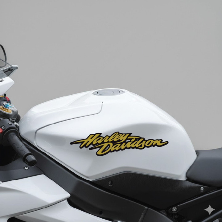 Harley Davidson Logo Lettering Yellow Stickers Decals 2x - DecalsHouse
