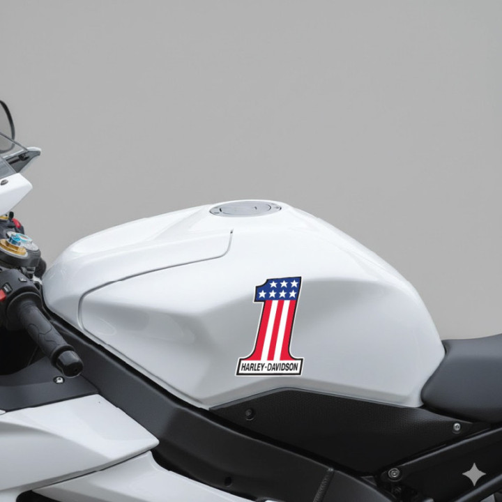 Harley-Davidson Number One Stickers – Cruiser Tank Helmet Decals (2-Pack)