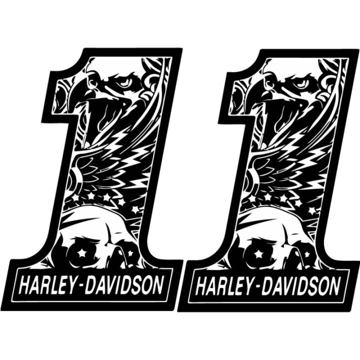 Harley Davidson Number One Stickers Decals 2x - DecalsHouse