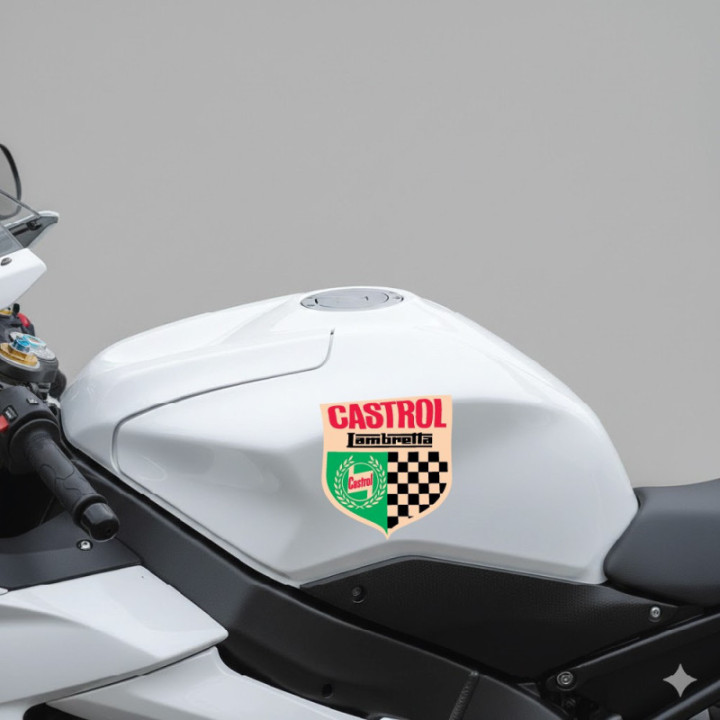 Lambretta Castrol Logo Badge Stickers Decals 2x - DecalsHouse