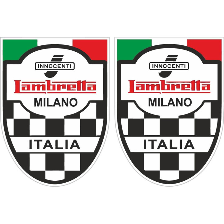 Lambretta Milano Italia Badge Stickers Decals 2x - DecalsHouse