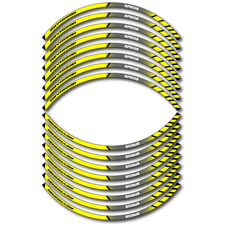 Aprilia Rsv 1000r Style 8 Yellow And Grey Wheel Stripes Stickers Decals - DecalsHouse