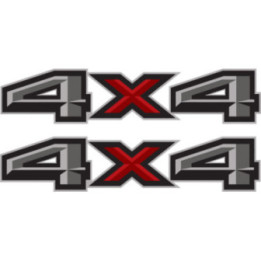 2x 4x4 Grey And Red Stickers Decals - DecalsHouse