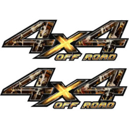 2x 4x4 Off Road Obliteration Skull Blaze Camouflage Stickers Decals - DecalsHouse