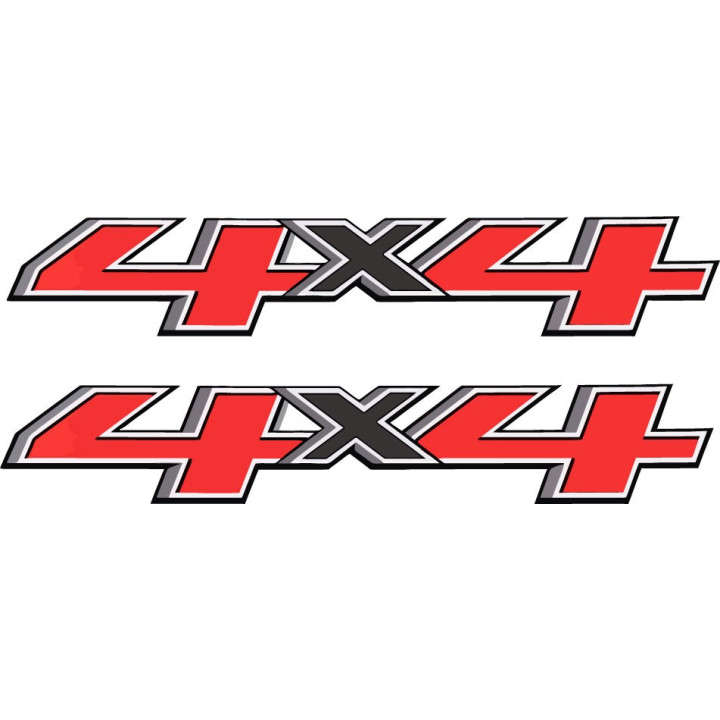 2x 4x4 Red And Grey Stickers Decals - DecalsHouse