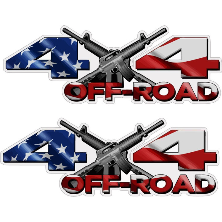 2x 4x4 Usa Flag Style 3 Stickers Decals - DecalsHouse