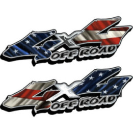 2x American Flag Off Road 4x4 4wd Stickers Decals - DecalsHouse