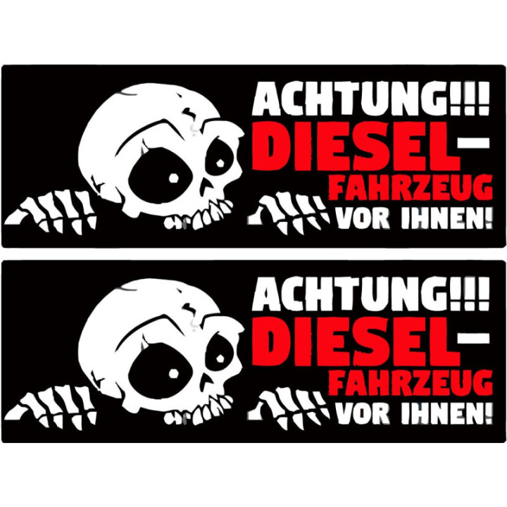 2x Caution Diesel Stickers Decals - DecalsHouse
