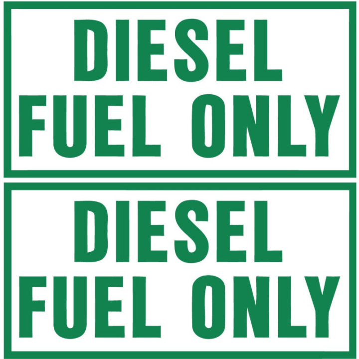 2x Diesel Fuel Only Green Stickers Decals - DecalsHouse