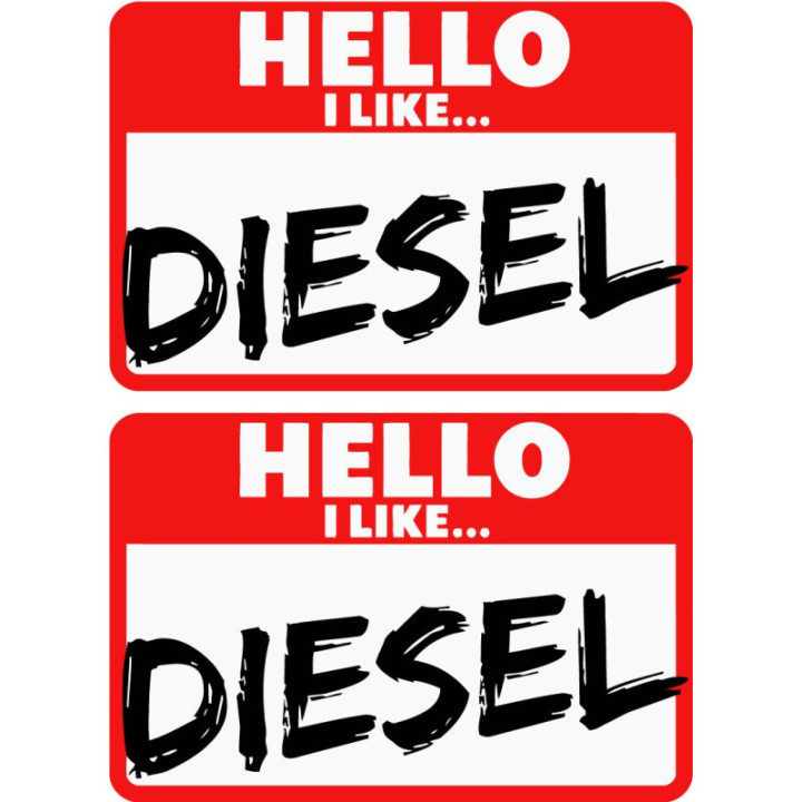 2x Diesel Hello Stickers Decals - DecalsHouse