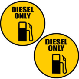 2x Diesel Only Round Stickers Decals - DecalsHouse