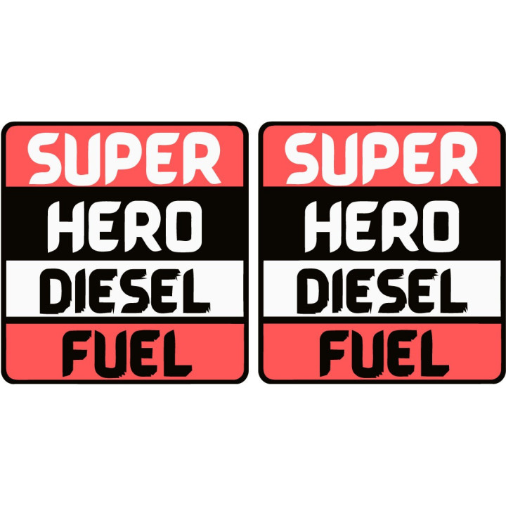 2x Diesel Super Hero Fuel Stickers Decals - DecalsHouse