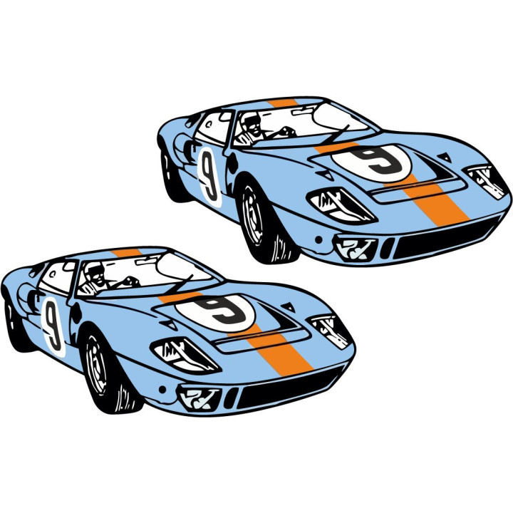 2x Ford Gt40 Gulf Racing Stickers Decals - DecalsHouse