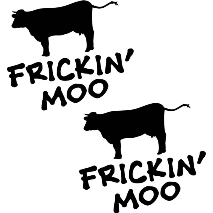 2x Frickin Moo Cow 4x4 4wd Off Road Funny Die Cut Stickers Decals - DecalsHouse