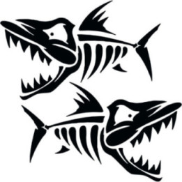 Fish On Skeleton Hook Fishing 22 Die Cut Decals Stickers - DecalsHouse