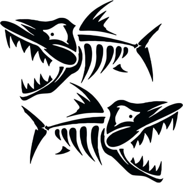 Fish On Skeleton Hook Fishing 22 Die Cut Decals Stickers - DecalsHouse