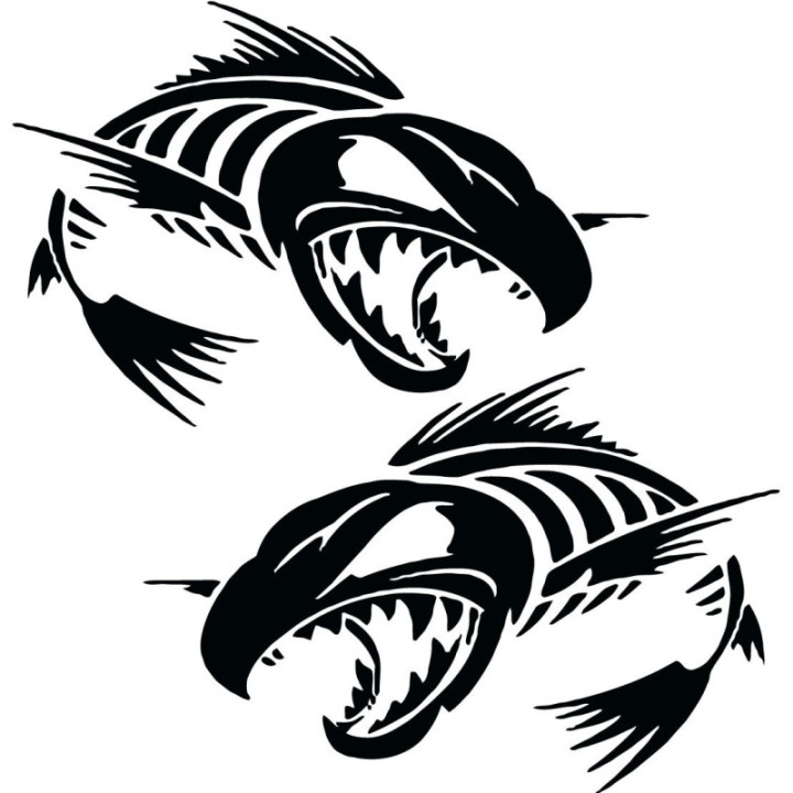 Fish On Skeleton Hook Fishing 23 Die Cut Decals Stickers - DecalsHouse