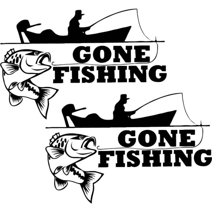 Gone Fishing Decal 29 Die Cut Style 3 Decals Stickers - DecalsHouse