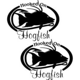 Hooked On Hogfish Fishing Die Cut Decals Stickers - DecalsHouse