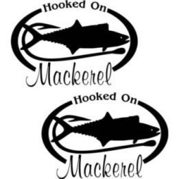 Hooked On Mackerel Fishing Die Cut Decals Stickers - DecalsHouse