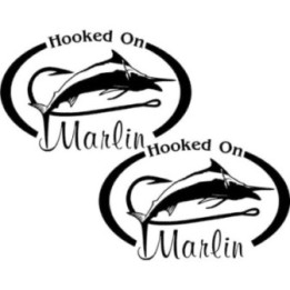 Hooked On Marlin 23 Fishing Die Cut Decals Stickers - DecalsHouse