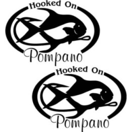 Hooked On Pompano Fishing 23 Die Cut Decals Stickers - DecalsHouse