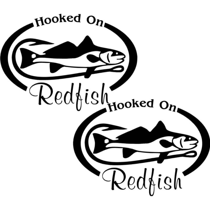 Hooked On Redfish Fishing 23 Die Ut Decals Stickers - DecalsHouse
