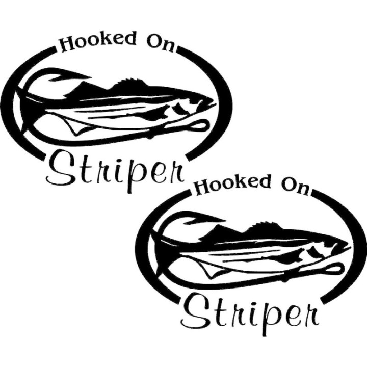 Hooked On Striper Fishing 23 Die Cut Decals Stickers - DecalsHouse
