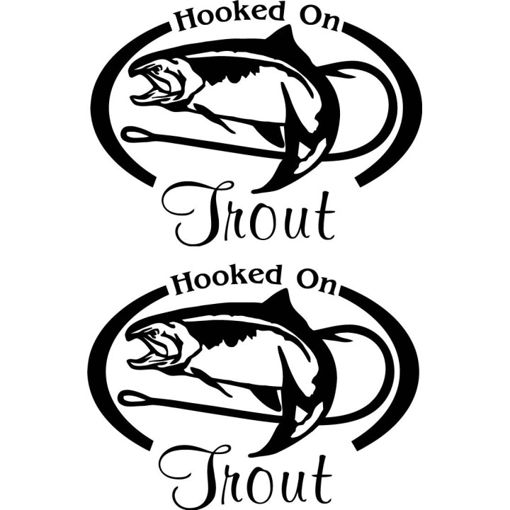 Hooked On Trout Fishing Die Cut Decals Stickers - DecalsHouse