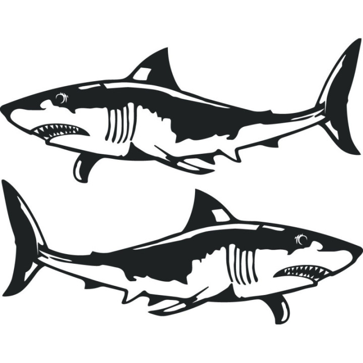 Shark Stickers – Great White Bull Tiger Decals (2-Pack)