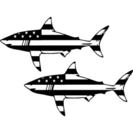 American Flag Shark Stickers – USA Stars & Stripes (2-Pack)