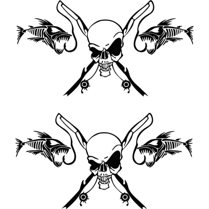 Skeleton Fishing Die Cut Decals Stickers - DecalsHouse