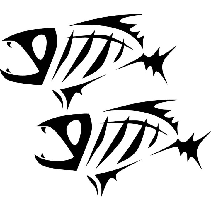 Skeleton Fish 27 Die Cut Decals Stickers - DecalsHouse