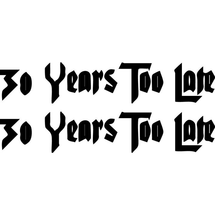 30 Years Too Late Stickers – Punk Rock Decals (2-Pack)