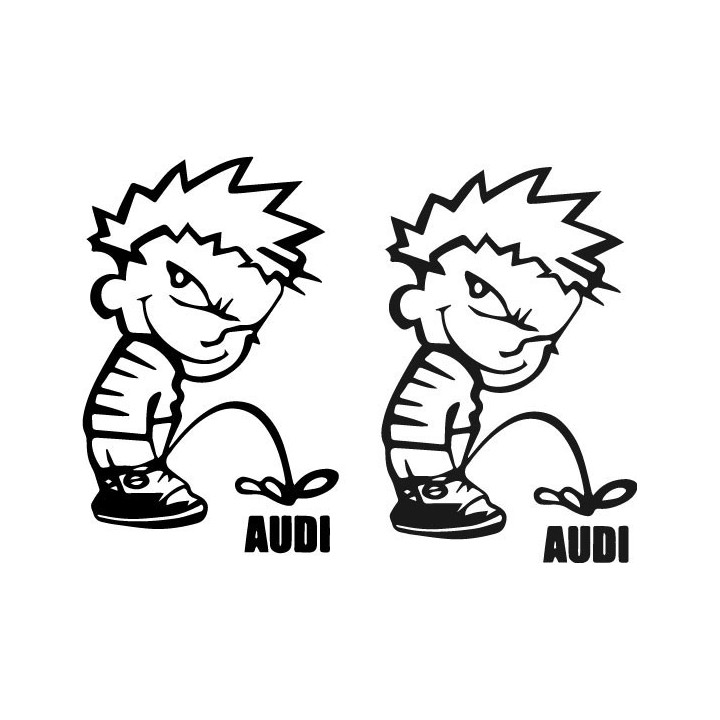 Buy Calvin Pisses Audi Humorous Carbon Decal Sticker Online