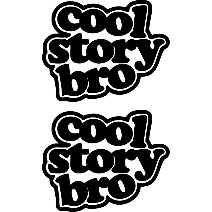 Cool Story Bro Stickers – Funny Meme Quote Decals (2-Pack)